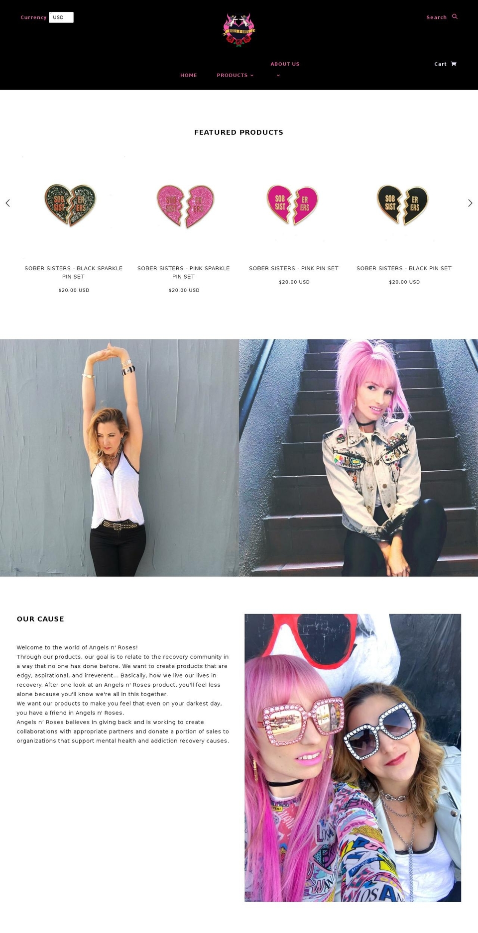 angelsnroses.com — Shopify storefront screenshot