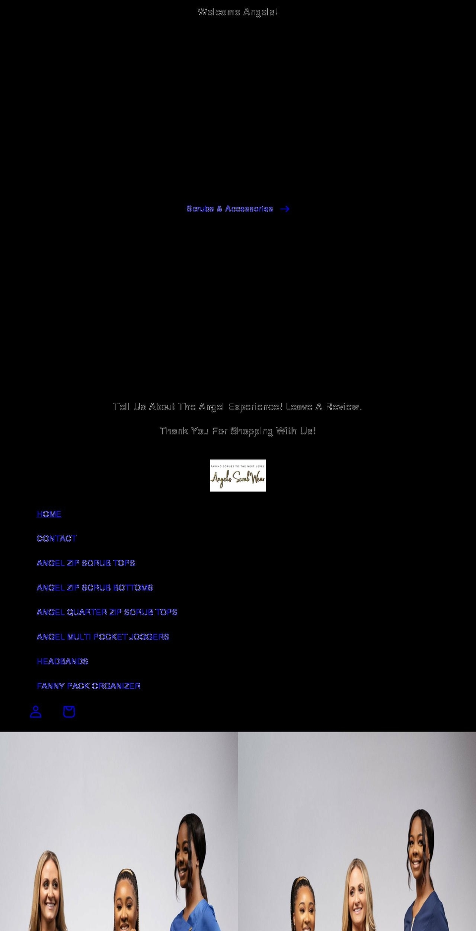angelsscrubwear.com shopify website screenshot