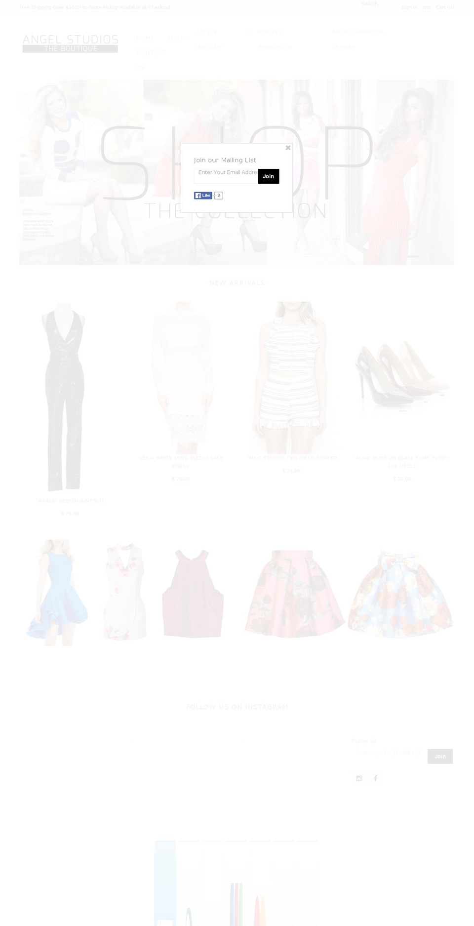 angelstudiosboutique.com shopify website screenshot