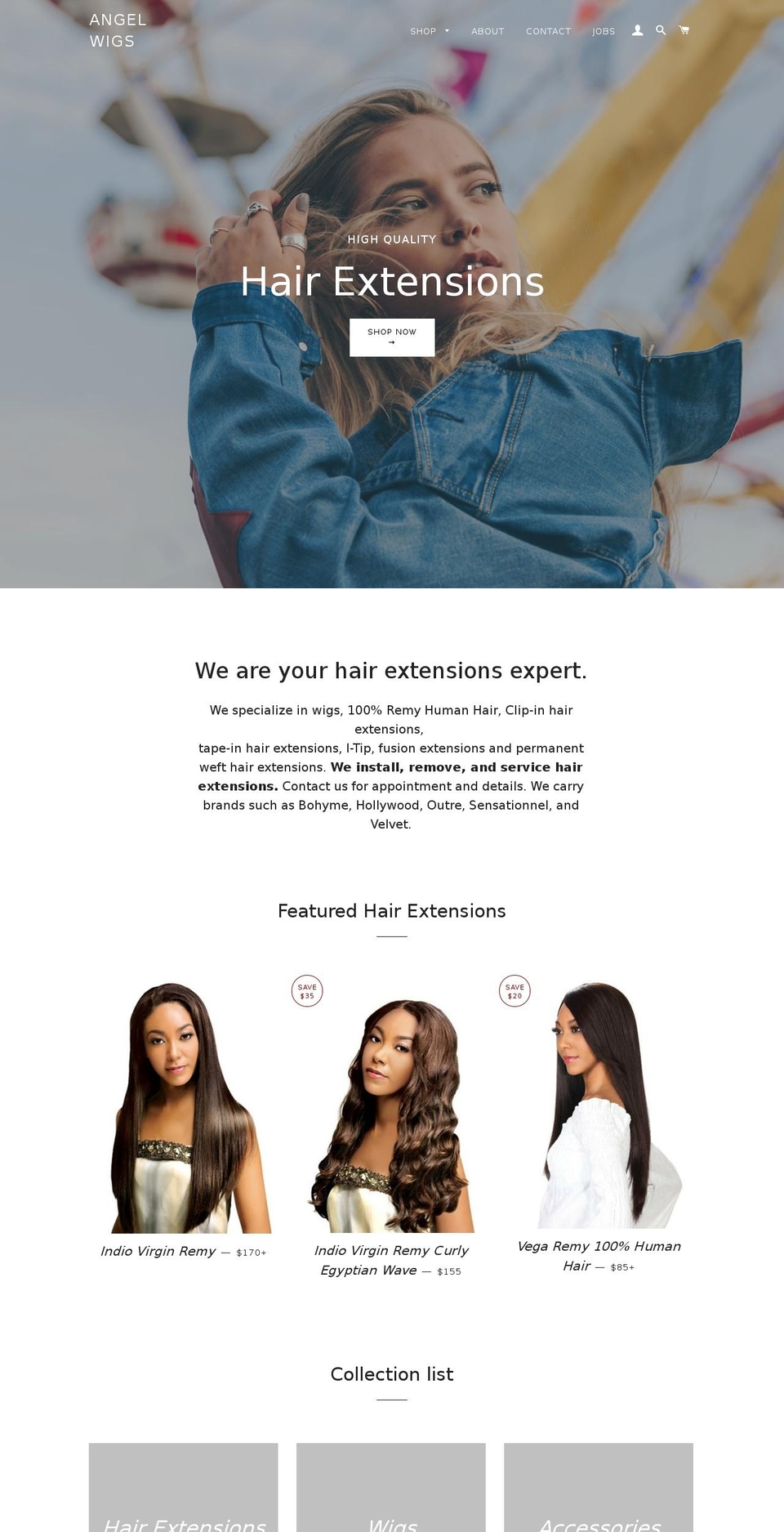 angelwigs.ca shopify website screenshot