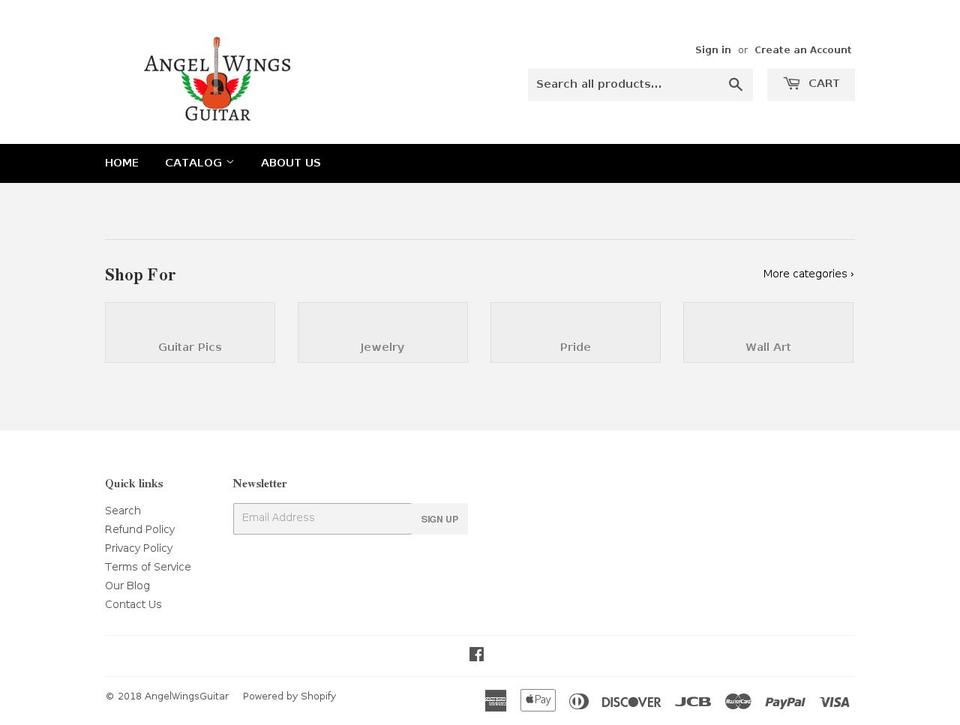 angelwingsguitar.com — Shopify storefront screenshot