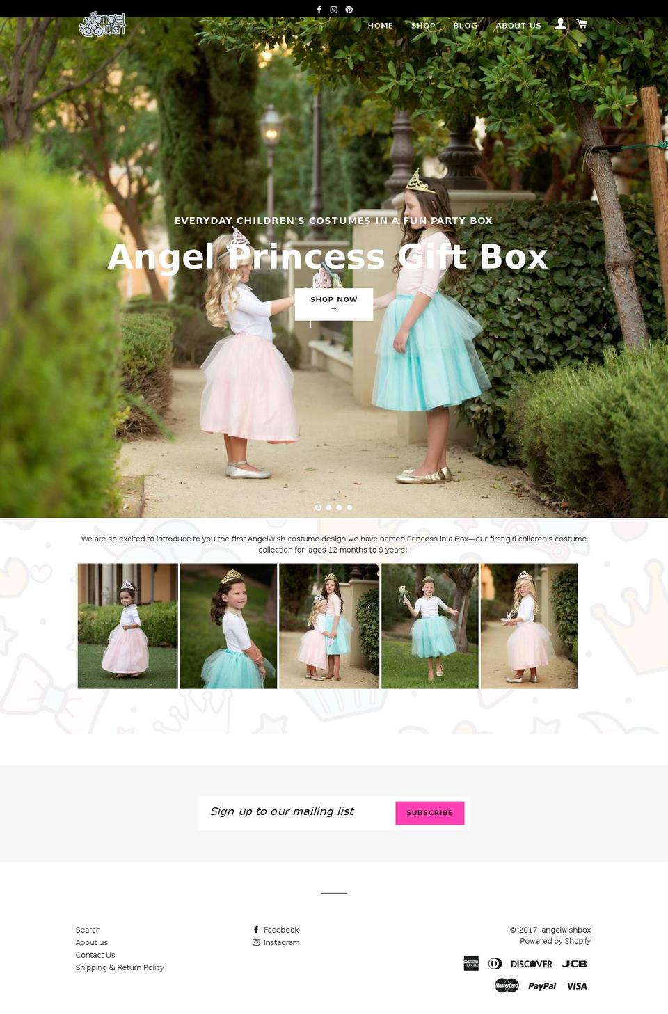 angelwishbox.com shopify website screenshot