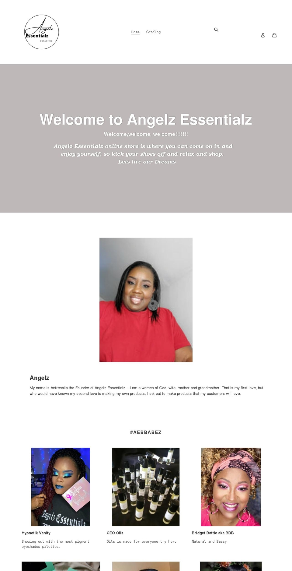 angelzessentialzllc.com shopify website screenshot