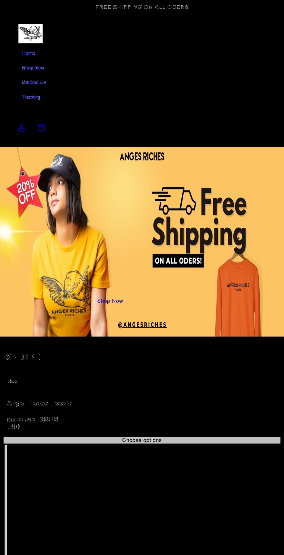 angesriches.com shopify website screenshot