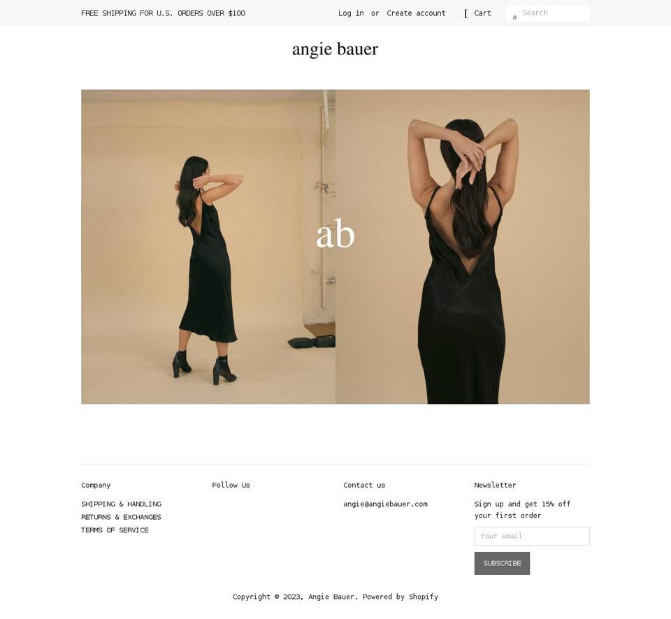 angiebauer.com shopify website screenshot