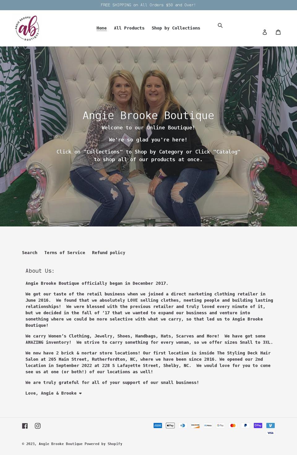 angiebrookeboutique.com shopify website screenshot