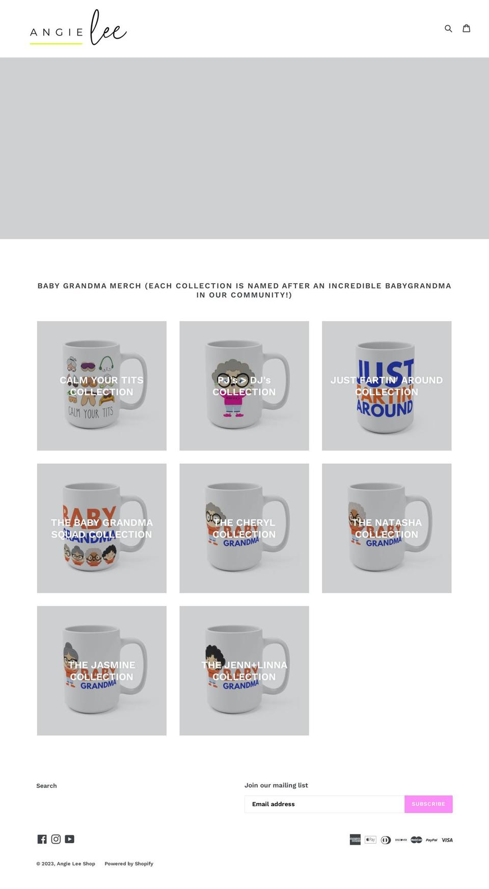 angieleeshop.com shopify website screenshot