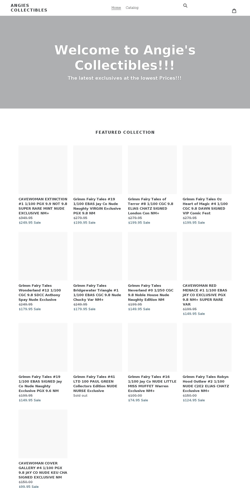 angiescollectibles.com shopify website screenshot