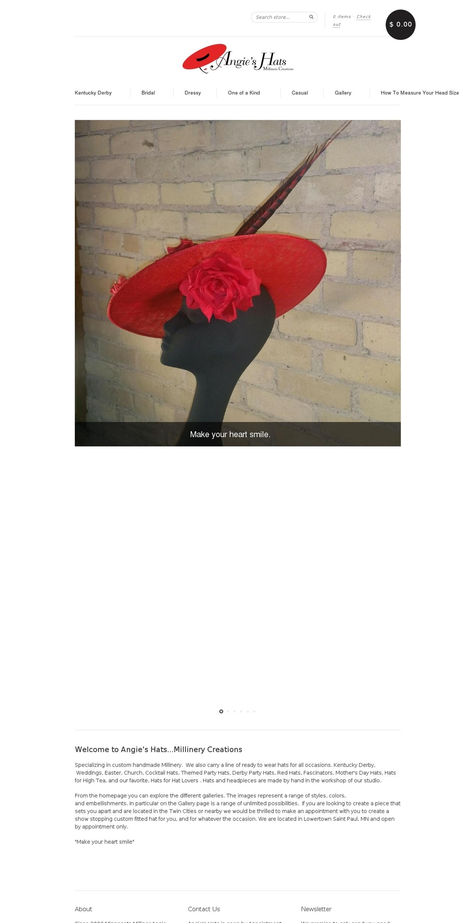 angieshats.com shopify website screenshot