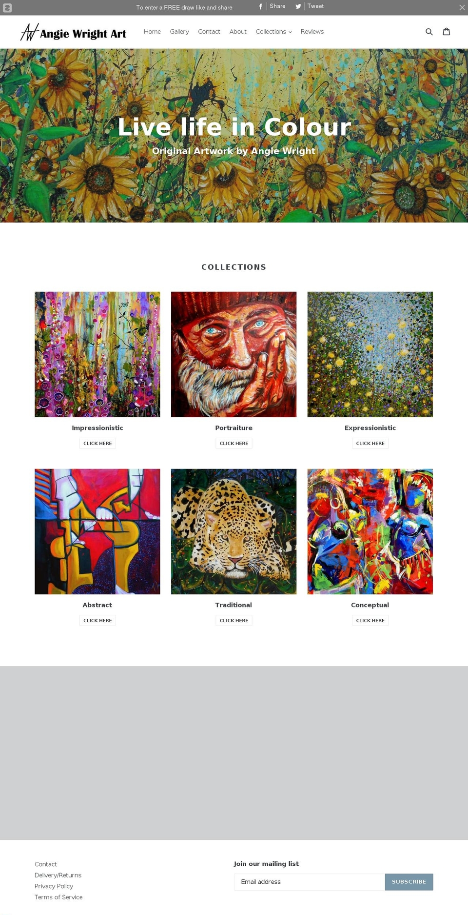 angiewrightart.com shopify website screenshot