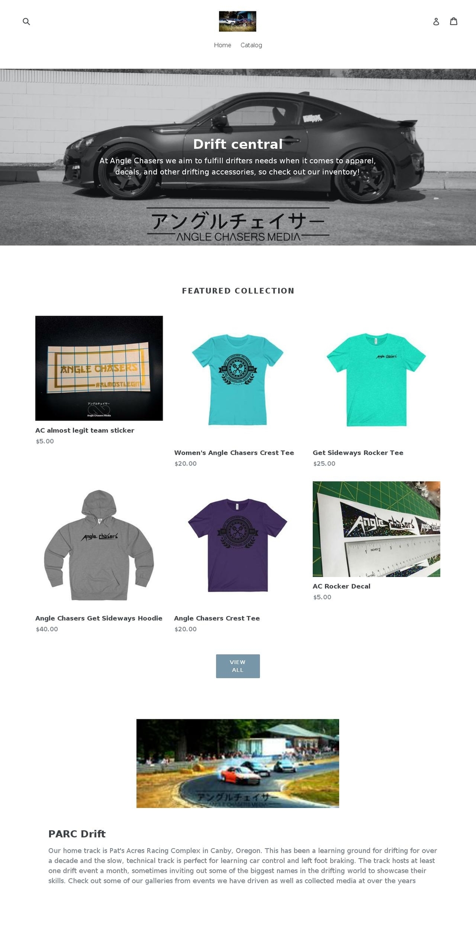 anglechasers.com — Shopify storefront screenshot