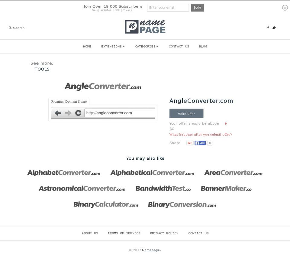 angleconverter.com shopify website screenshot