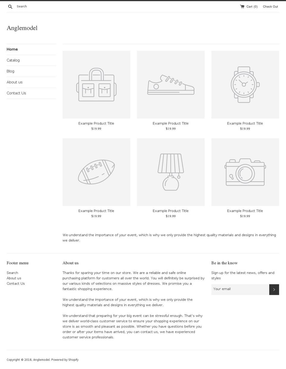 anglemodel.com shopify website screenshot