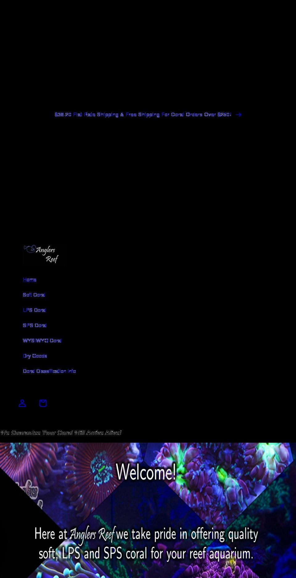 anglers-reef.com shopify website screenshot