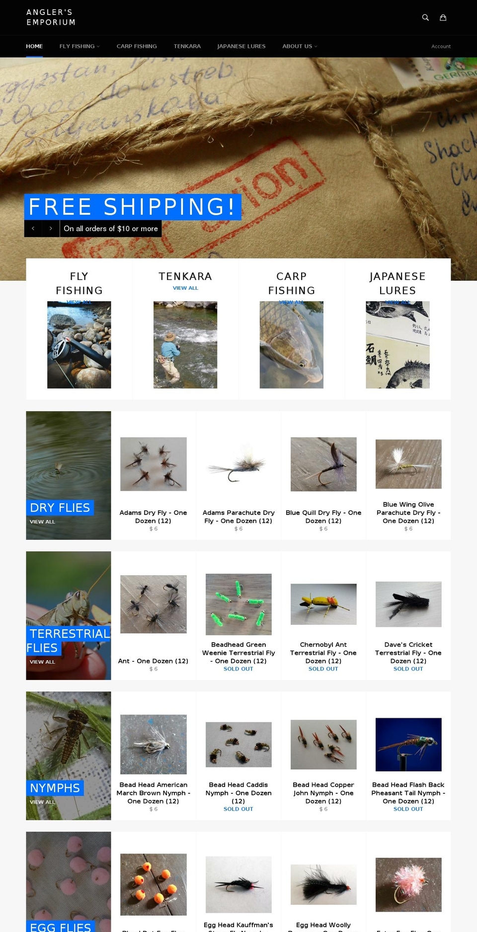 anglersemporium.com shopify website screenshot