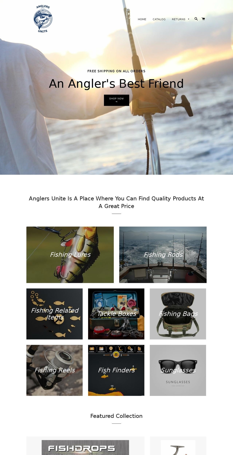 anglersunitestore.com — Shopify storefront screenshot