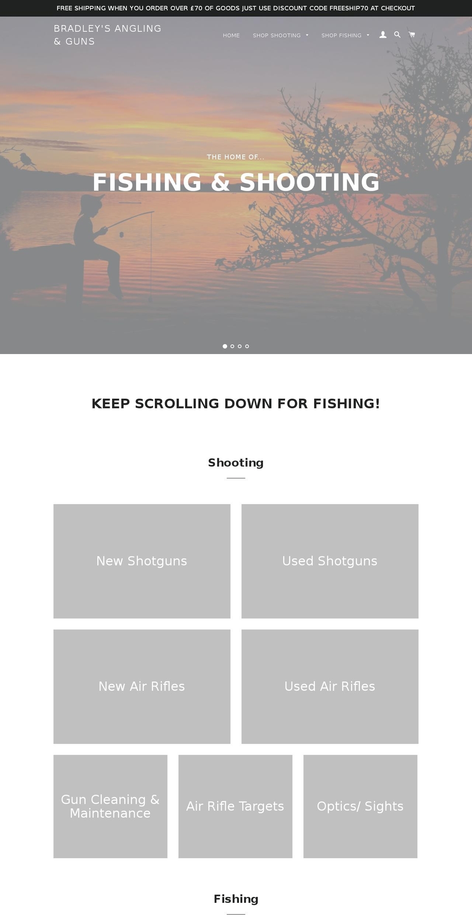 anglingandguns.com — Shopify storefront screenshot