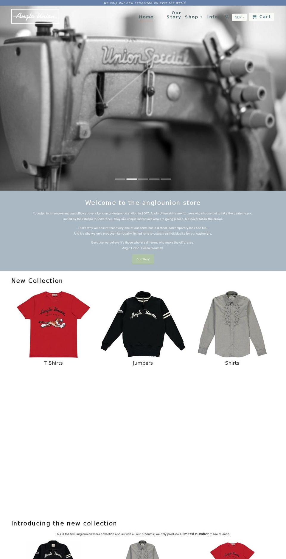 anglounionstore.com — Shopify storefront screenshot