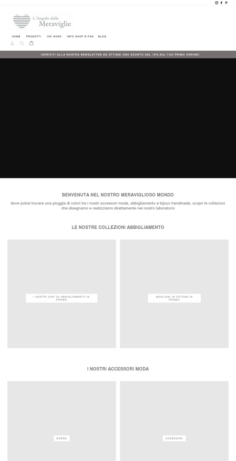 angolomeraviglie.com — Shopify storefront screenshot