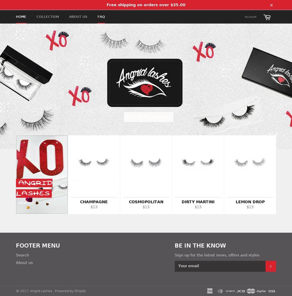 angridlashes.com shopify website screenshot