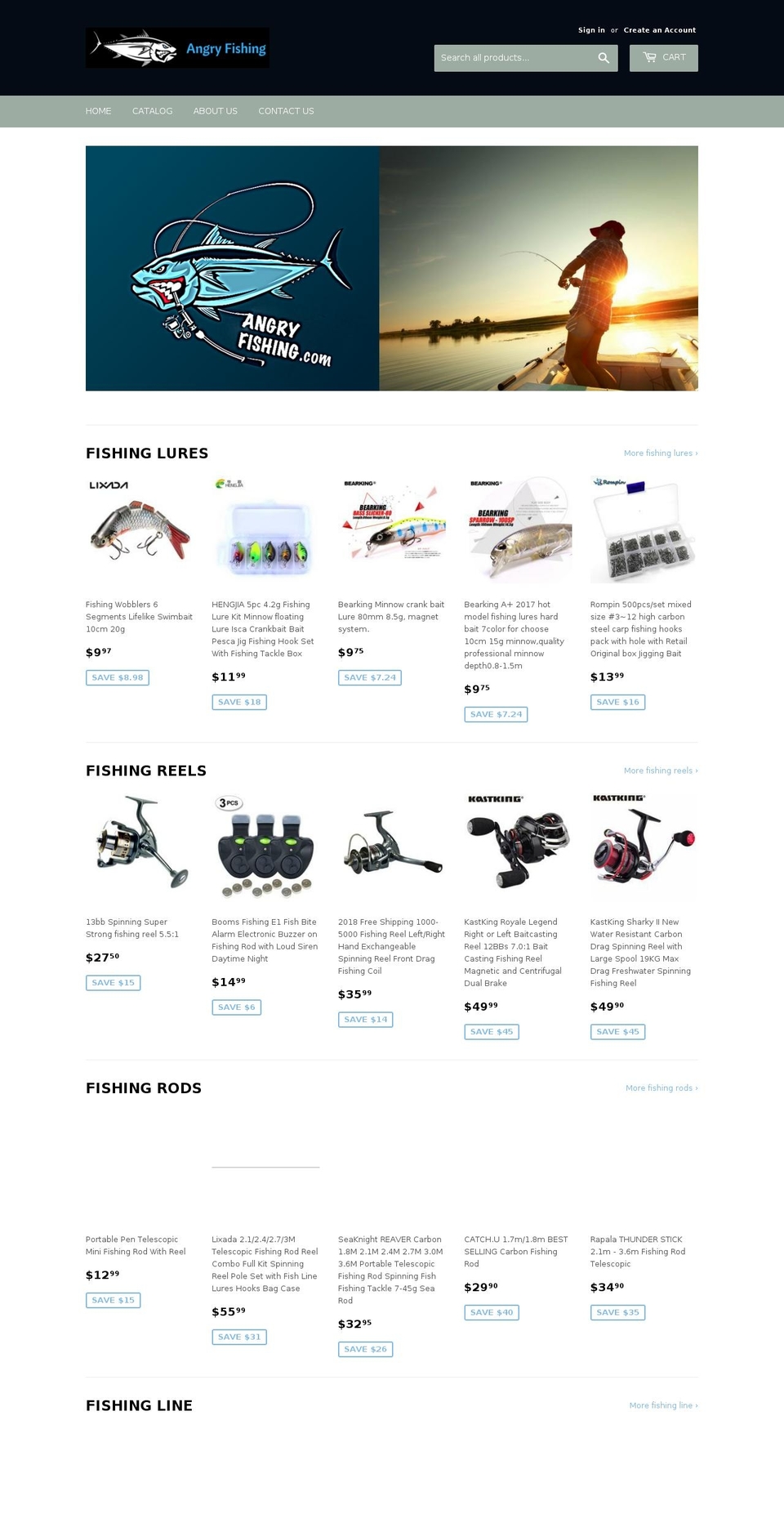 angryfishing.com — Shopify storefront screenshot