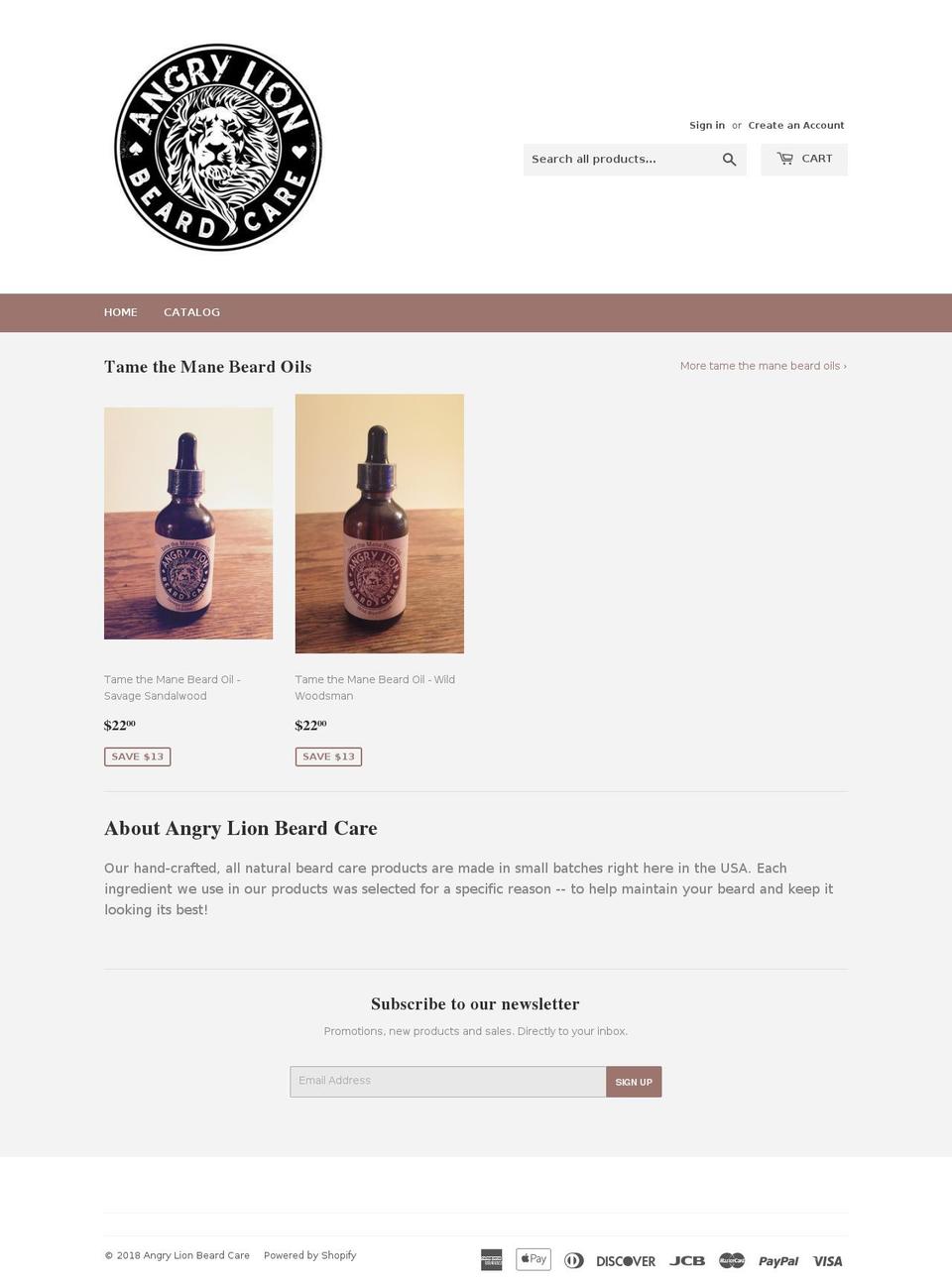 angrylionbeardcare.com — Shopify storefront screenshot