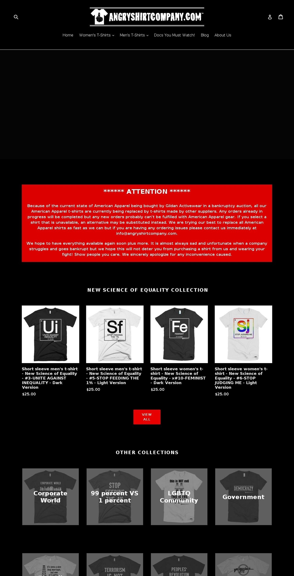 angryshirtcompany.com shopify website screenshot