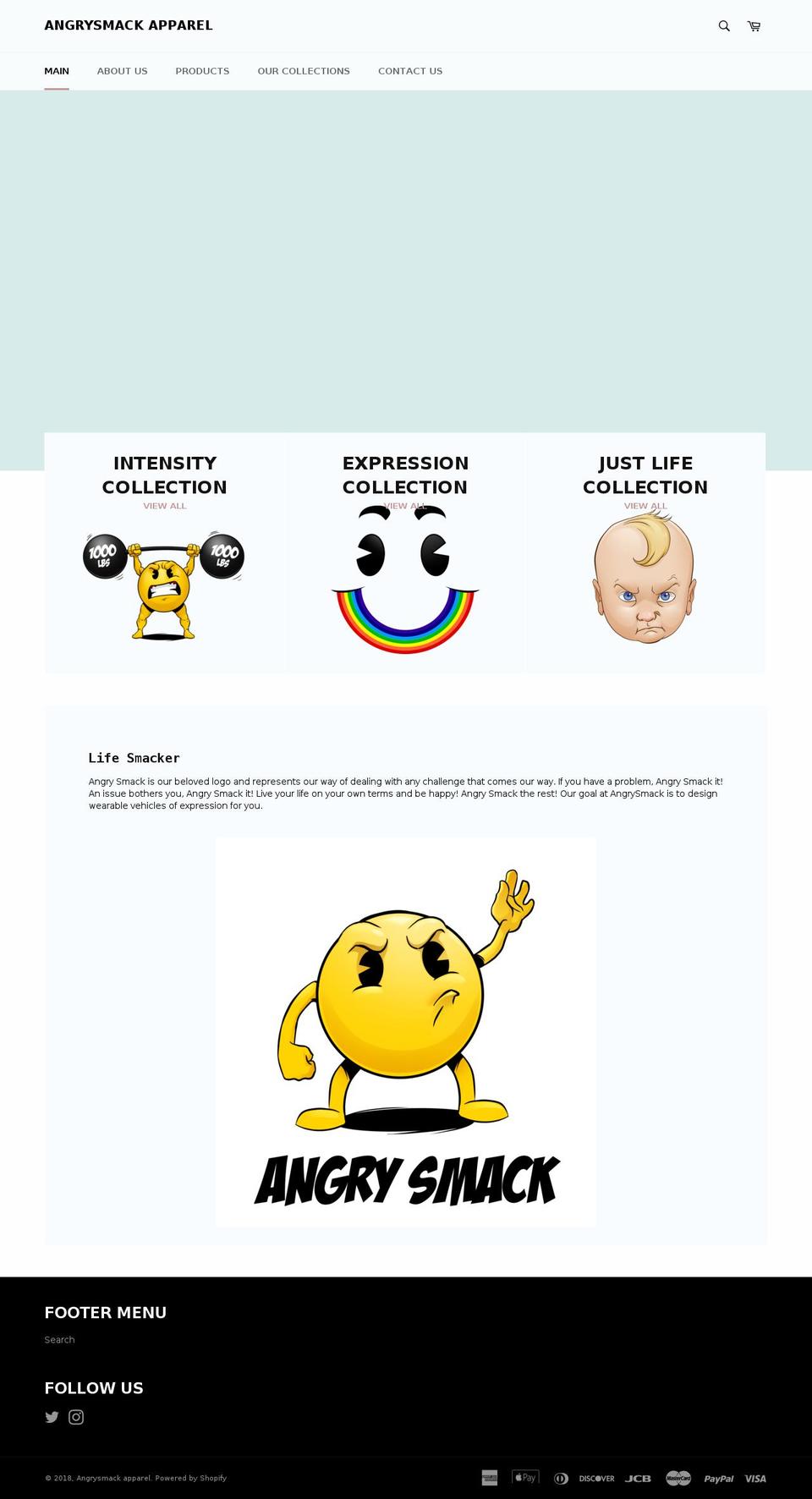 angrysmack.com — Shopify storefront screenshot