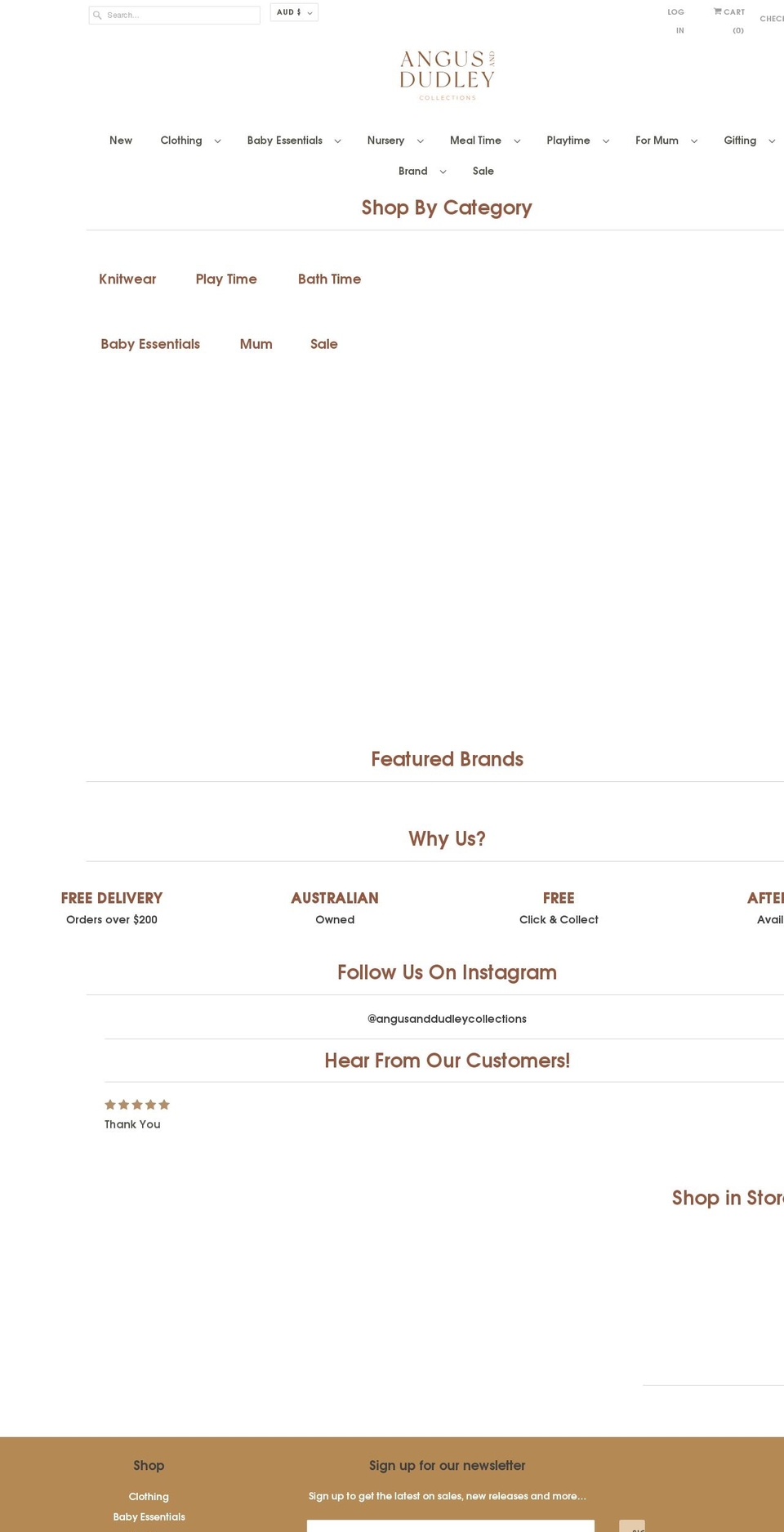 angusanddudleycollections.com.au shopify website screenshot