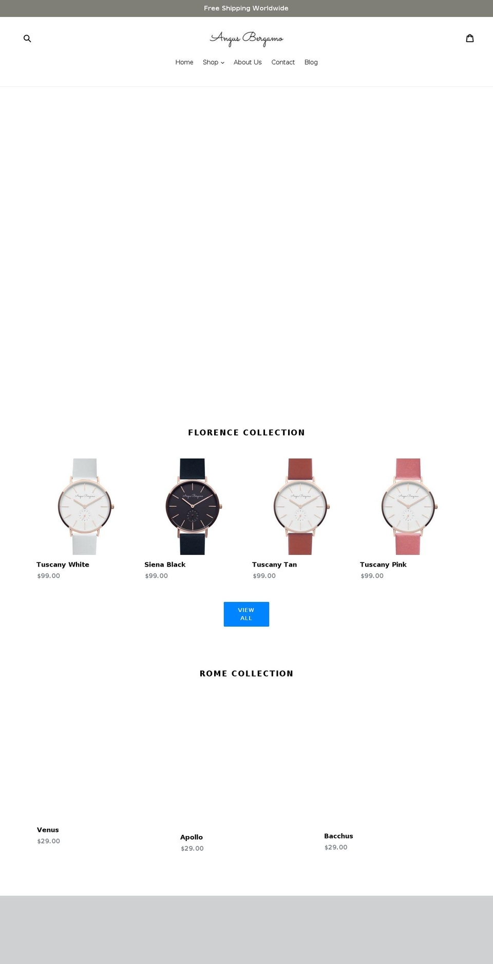 angusbergamo.com — Shopify storefront screenshot