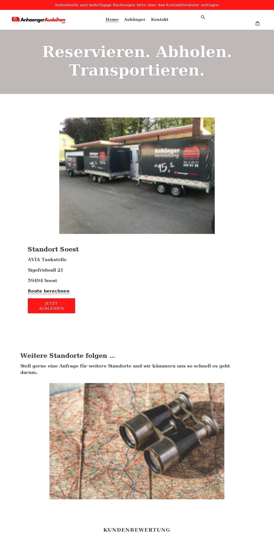 anhaengerausleihen.com shopify website screenshot
