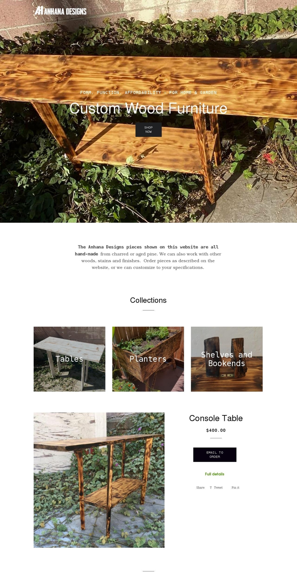 anhanadesigns.com shopify website screenshot
