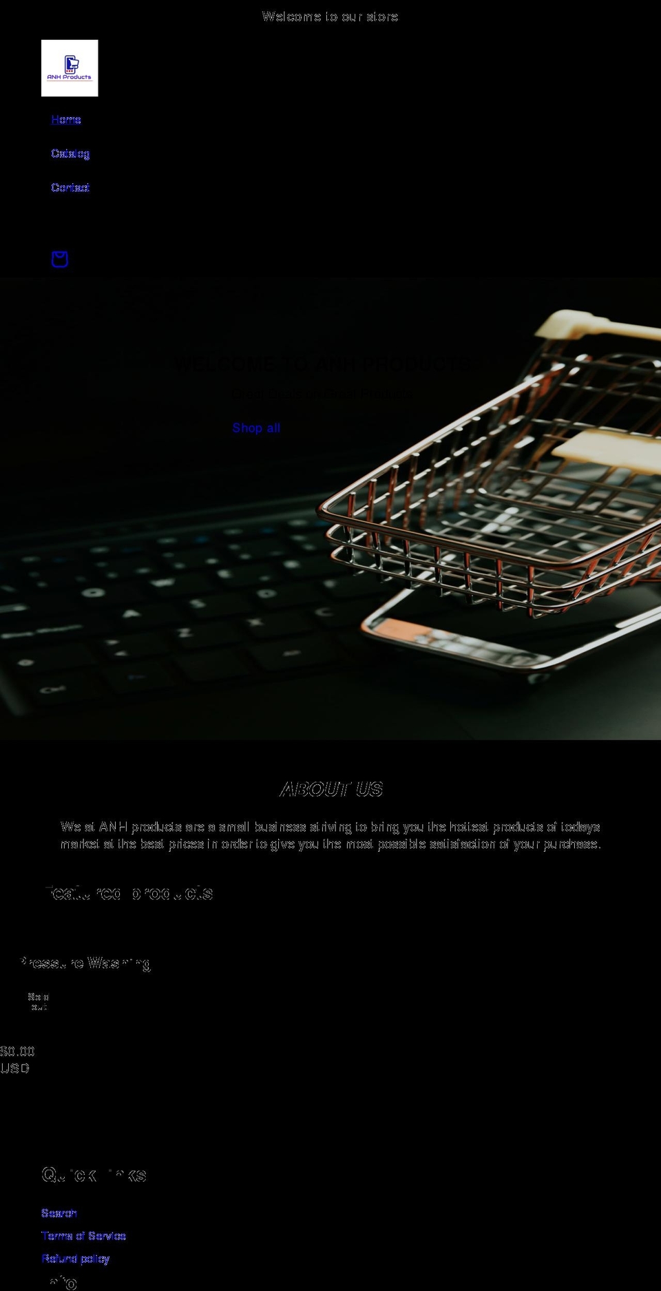 anhproducts.com shopify website screenshot