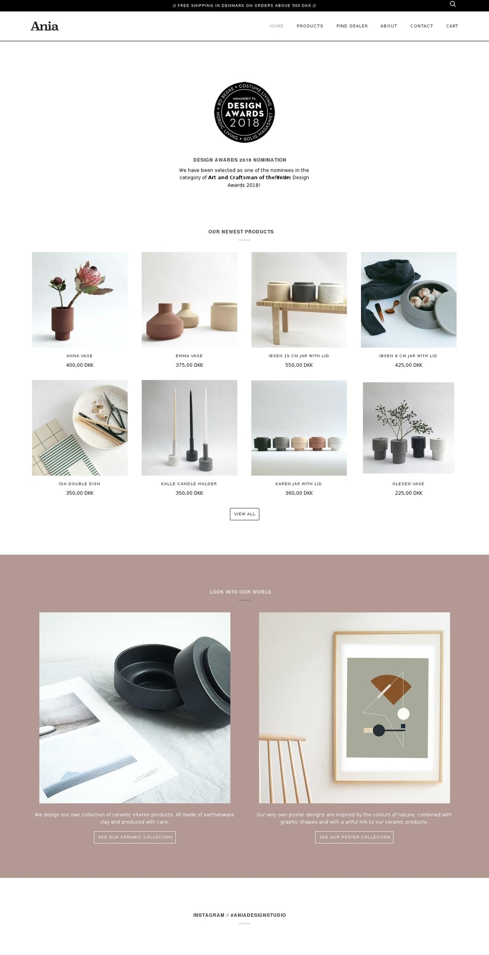 ania.dk shopify website screenshot