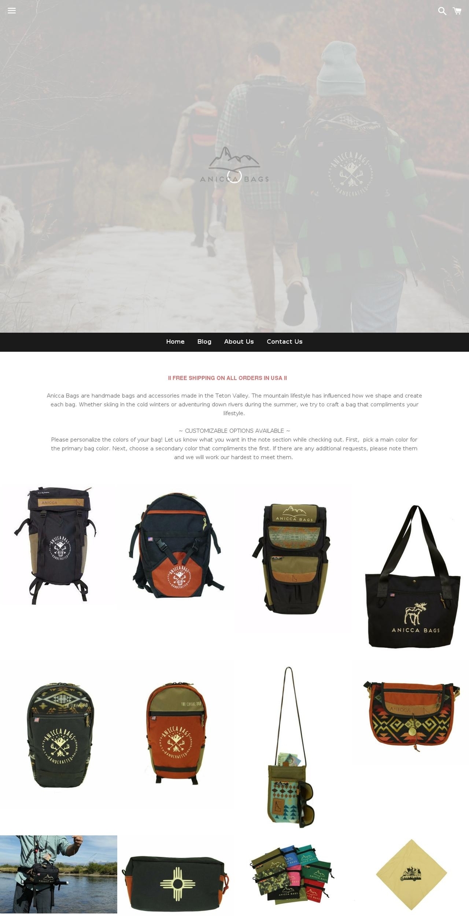 aniccabags.com shopify website screenshot