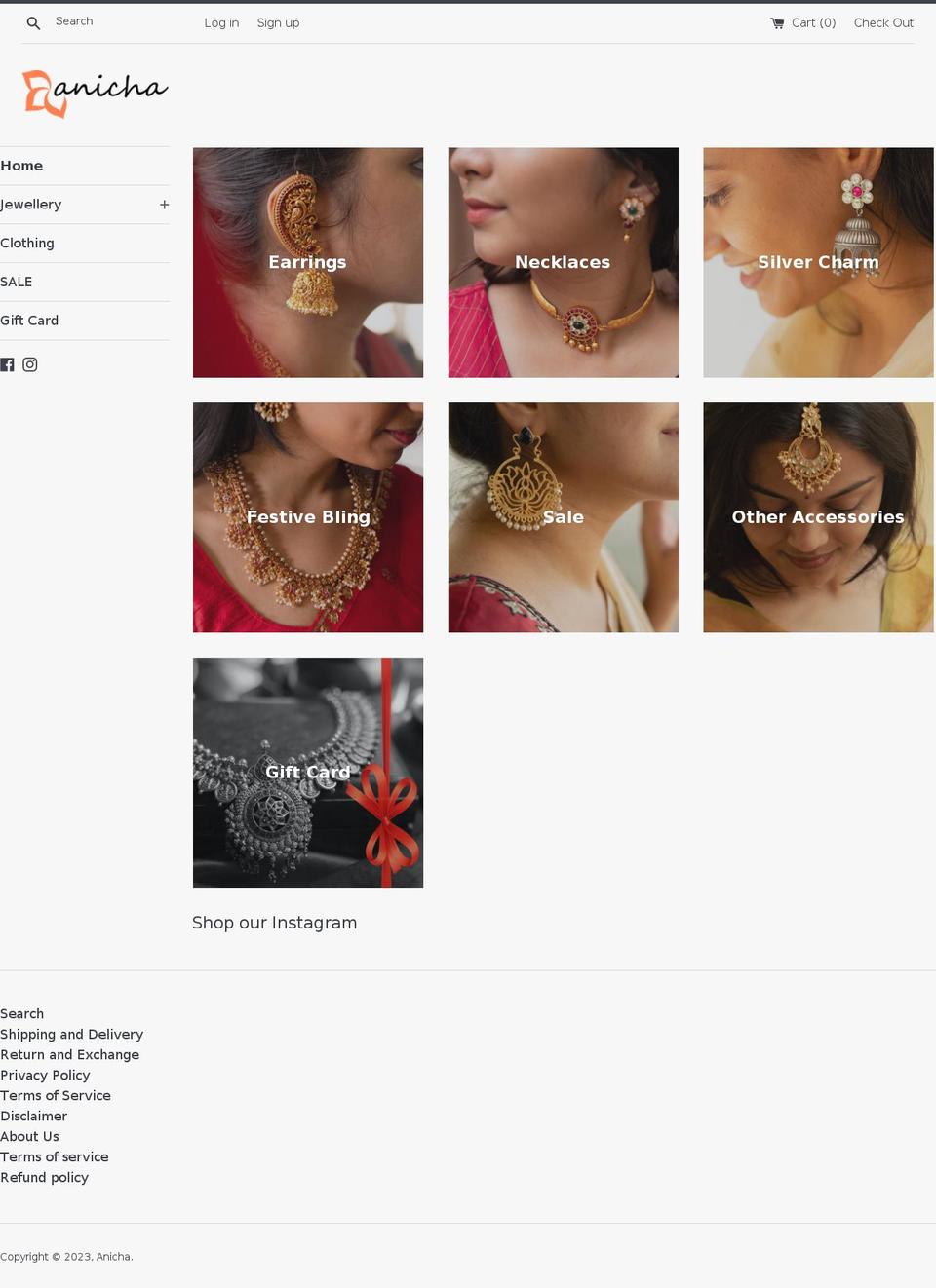 anicha.in shopify website screenshot