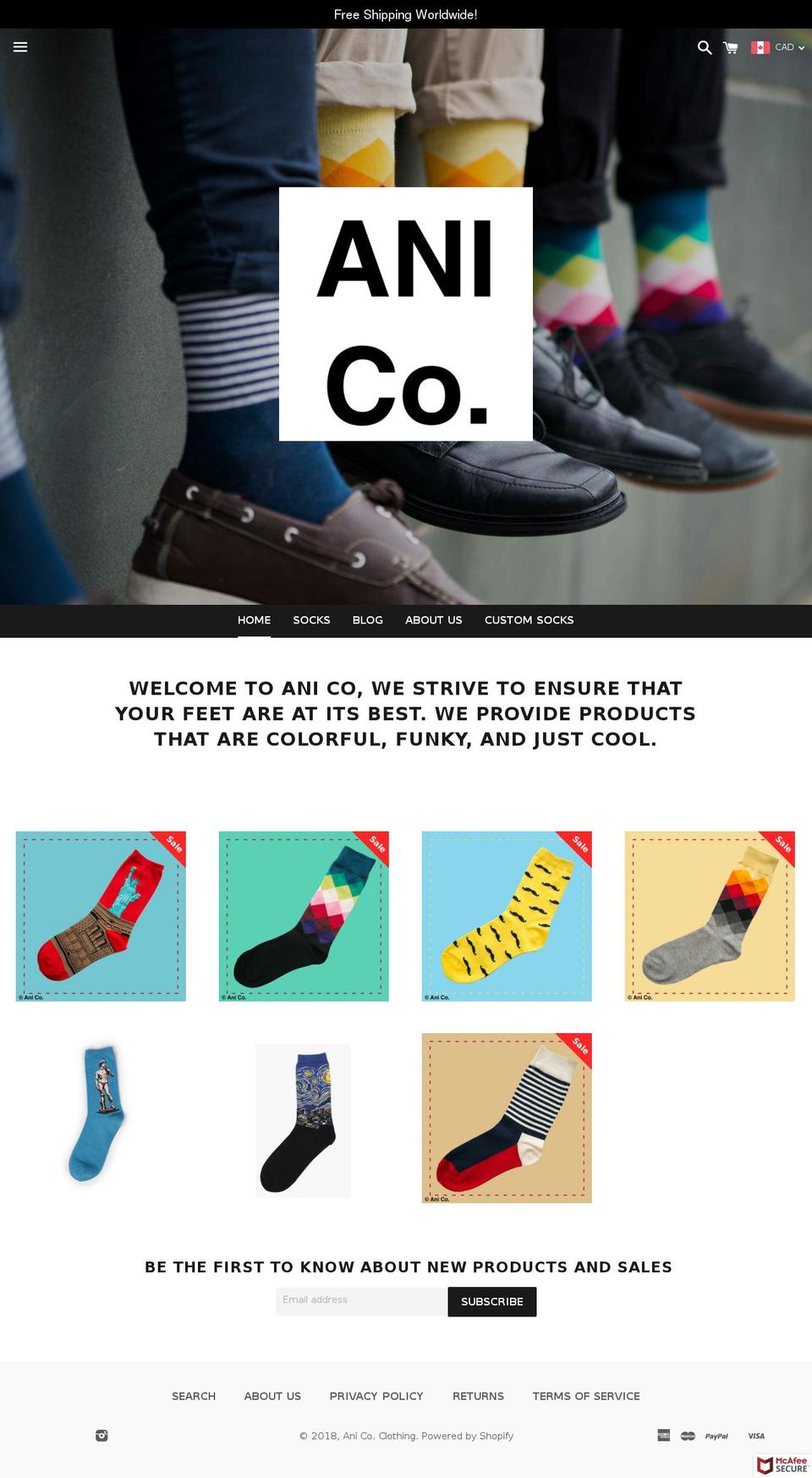 anicoclothing.com — Shopify storefront screenshot