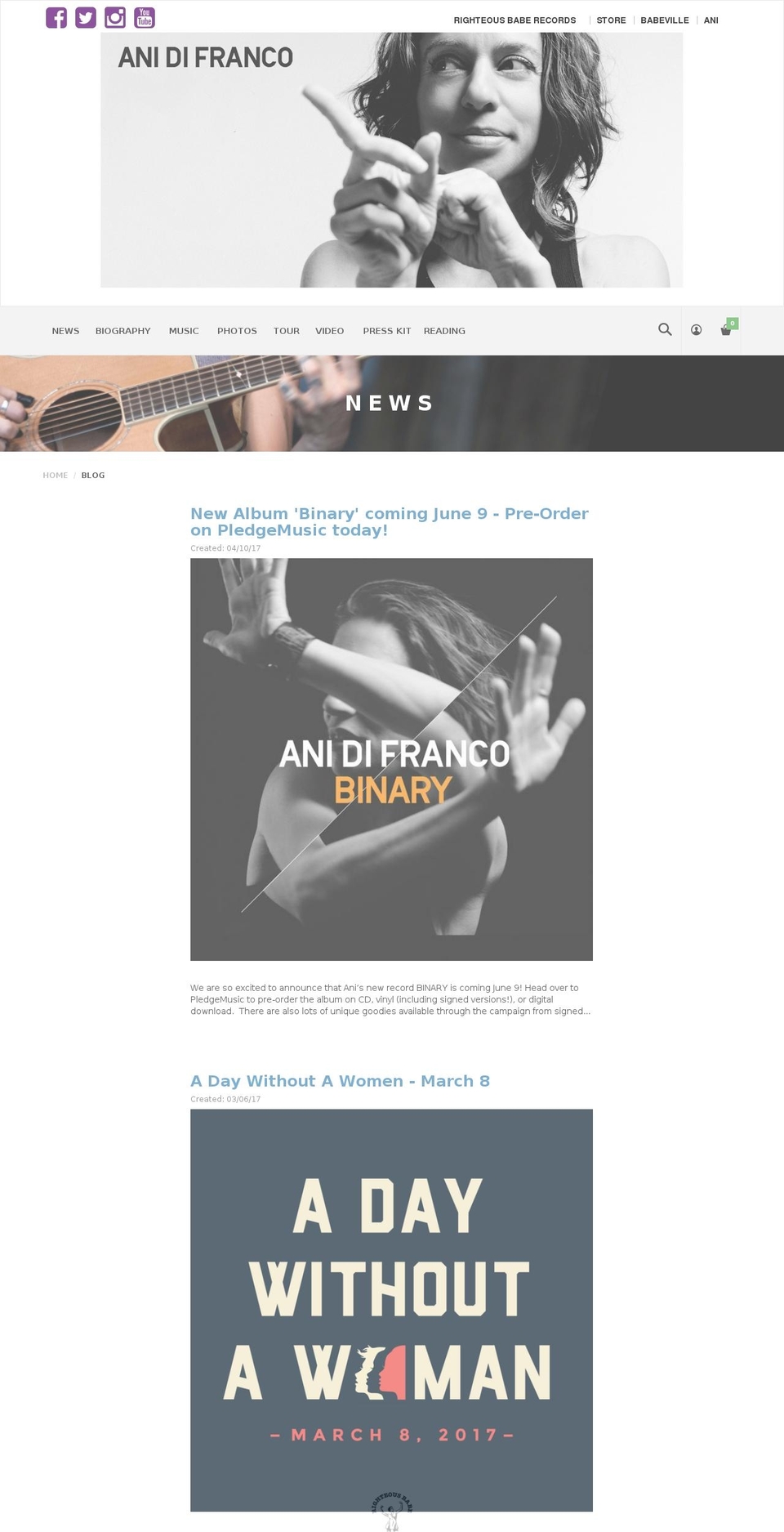 anidifranco.org shopify website screenshot