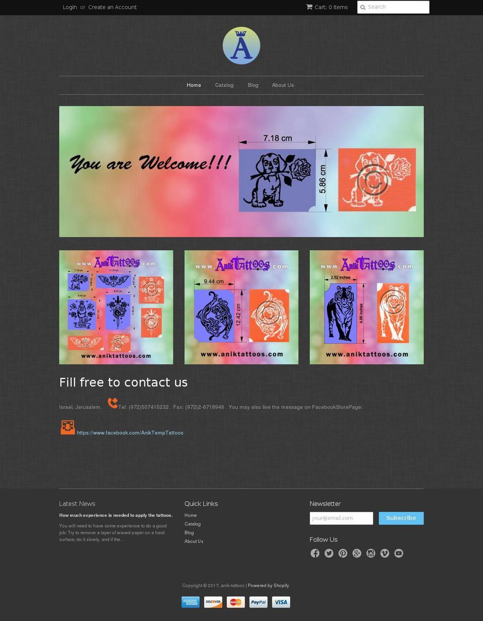anik-tattoos.com shopify website screenshot