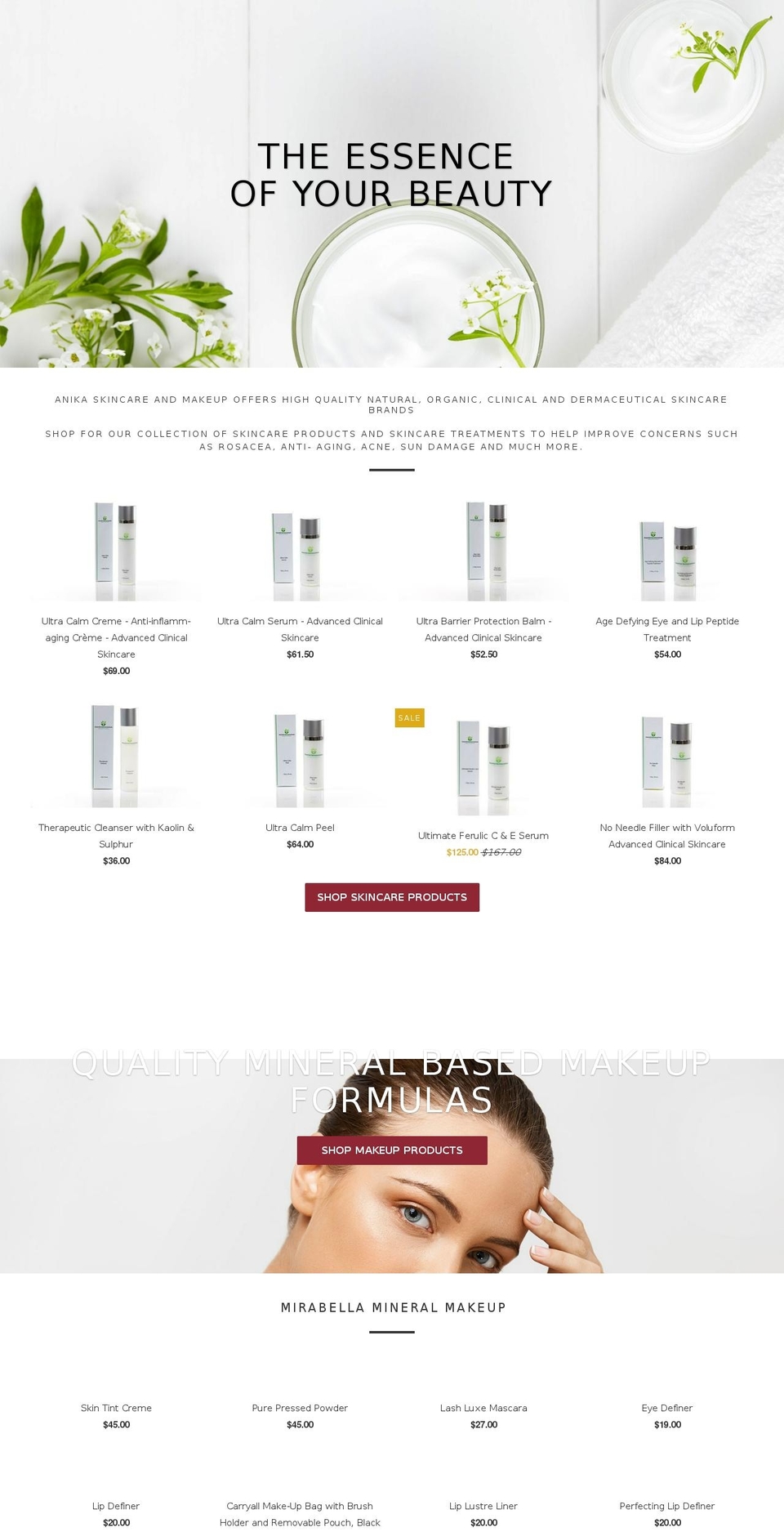 anikabeauty.com shopify website screenshot