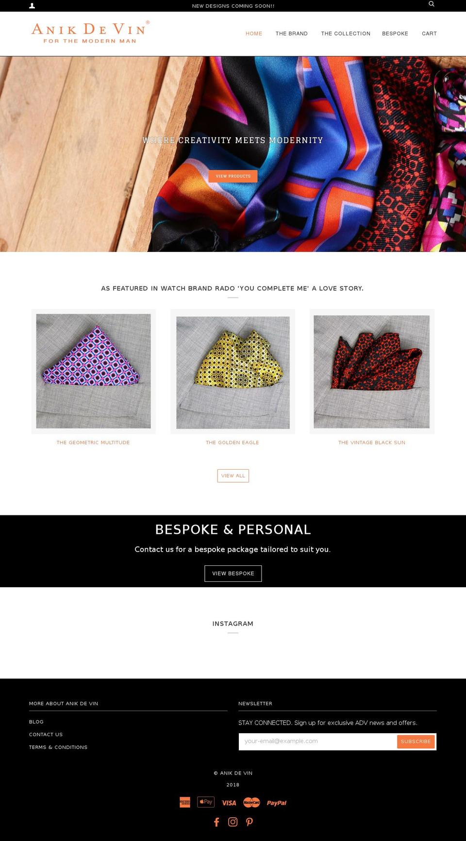 anikdevin.com shopify website screenshot