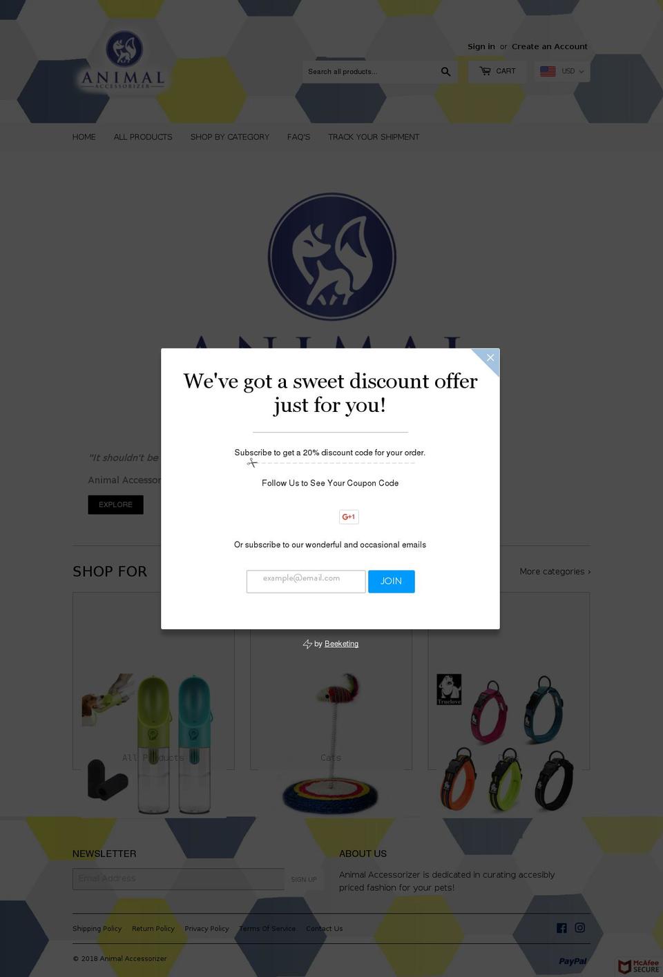 animal-accessorizer.com — Shopify storefront screenshot