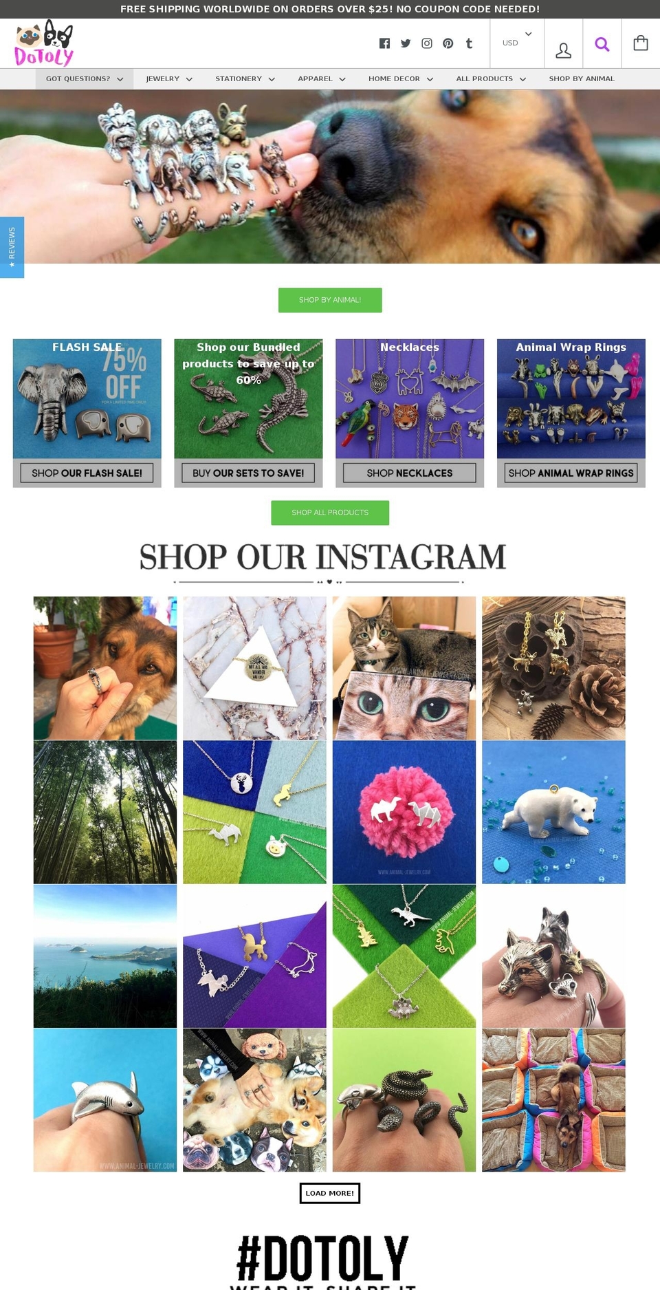 DOTOLY THEME - EDIT THIS ONLY Shopify theme site example animal-jewellery.com