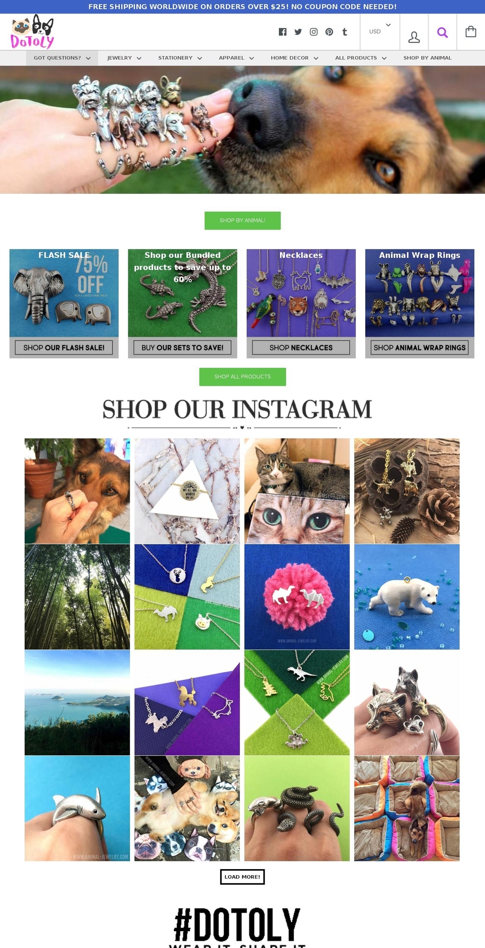 DOTOLY THEME - EDIT THIS ONLY Shopify theme site example animal-jewelry.com