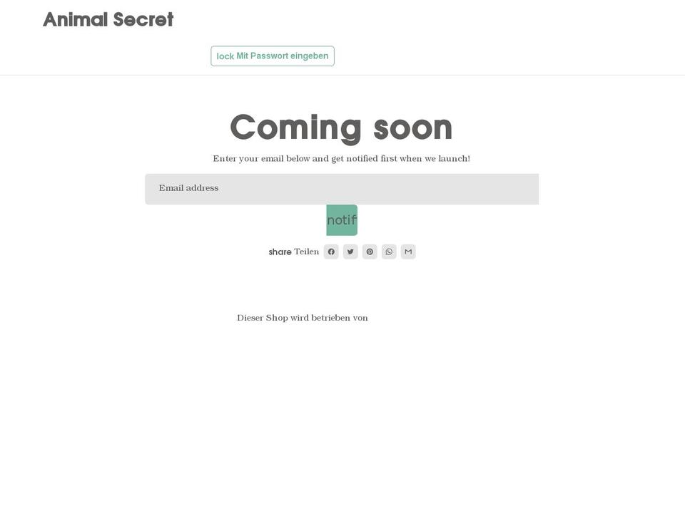 animal-secret.com shopify website screenshot