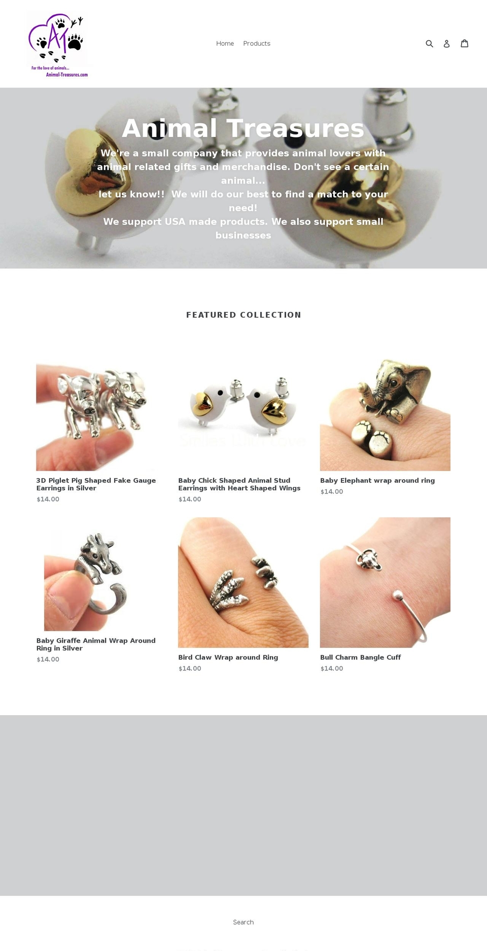 animal-treasures.com — Shopify storefront screenshot