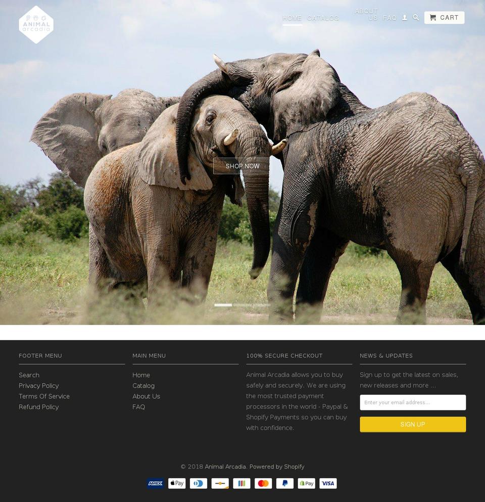 animalarcadia.com — Shopify storefront screenshot