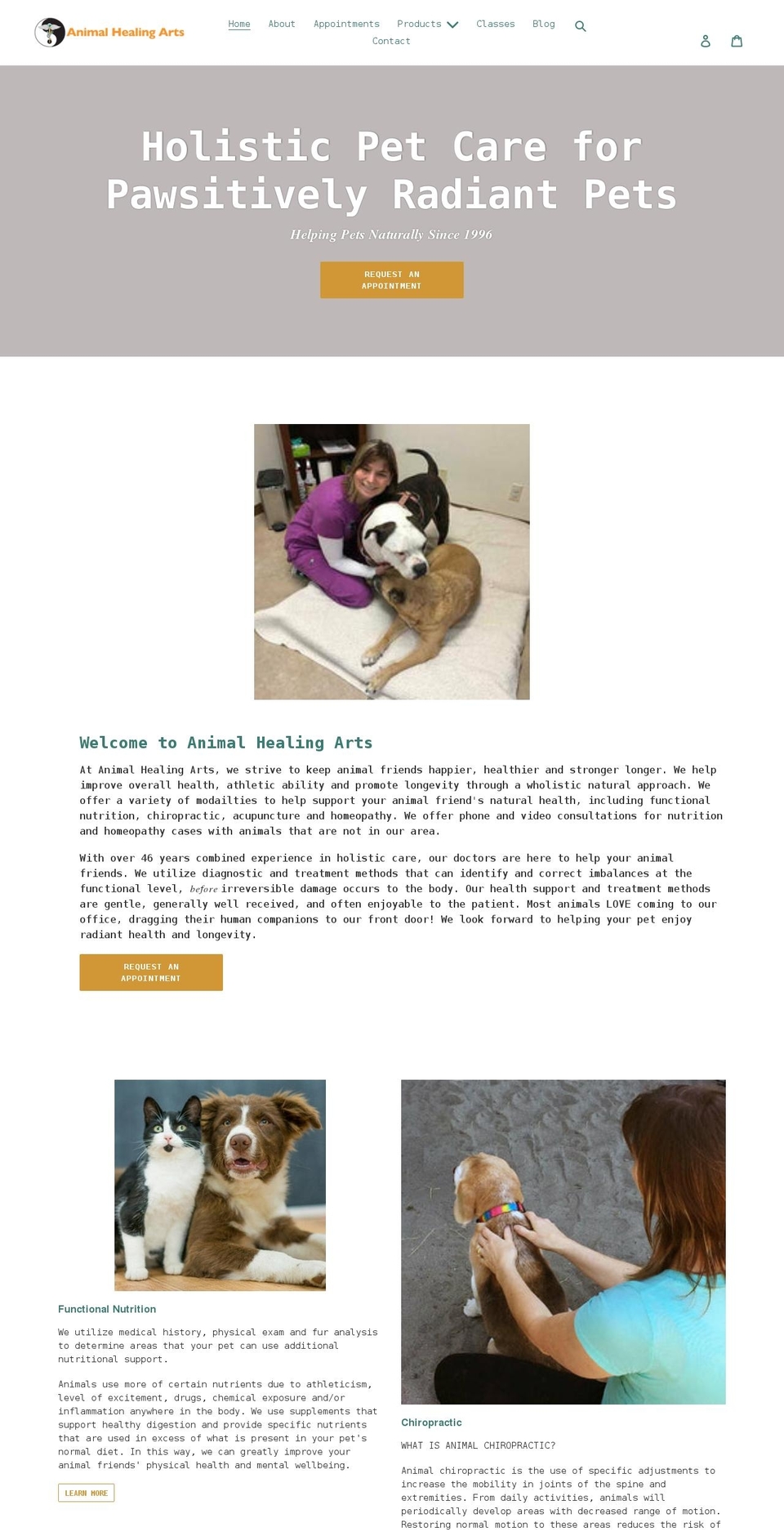 animalhealingarts.net shopify website screenshot