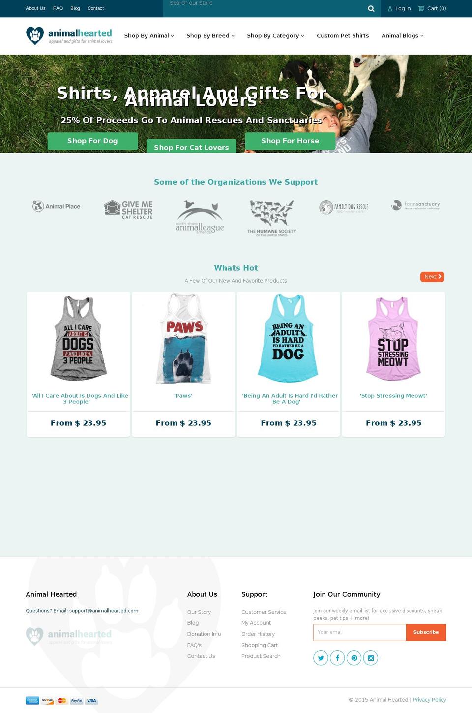 animalhearted.org shopify website screenshot