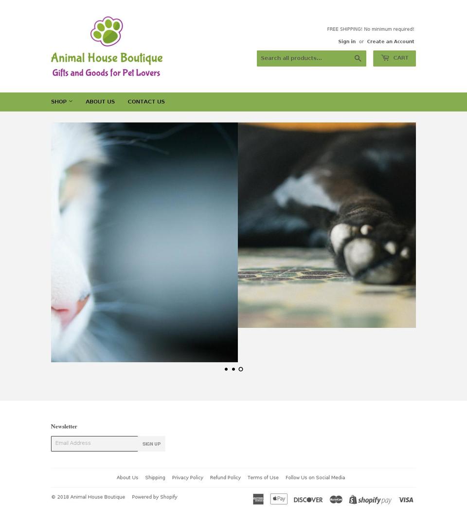 animalhouseboutique.com — Shopify storefront screenshot